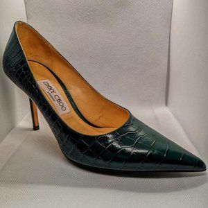 100% Authentic Jimmy Choo Love 85 Crocodile Croc Embossed Pointed Toe Pump